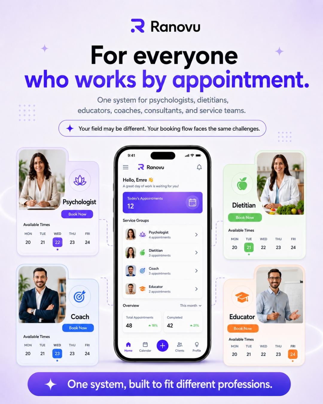 Ranovu - one appointment management system for psychologists, dietitians, coaches, and trainers