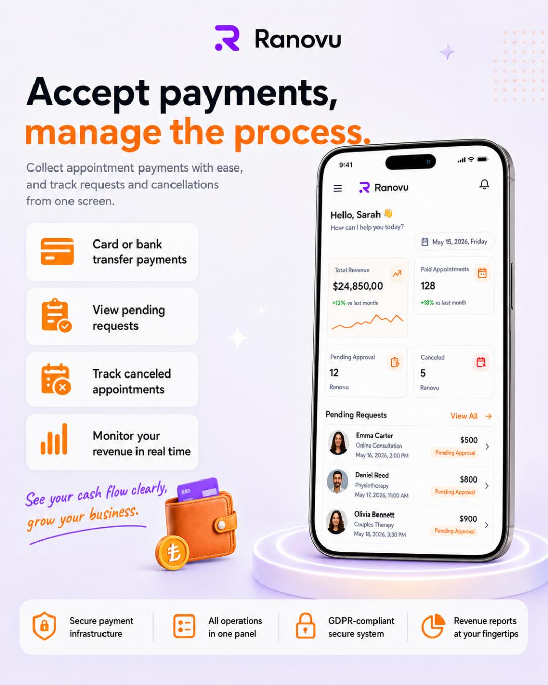 Ranovu appointment payments and revenue tracking dashboard
