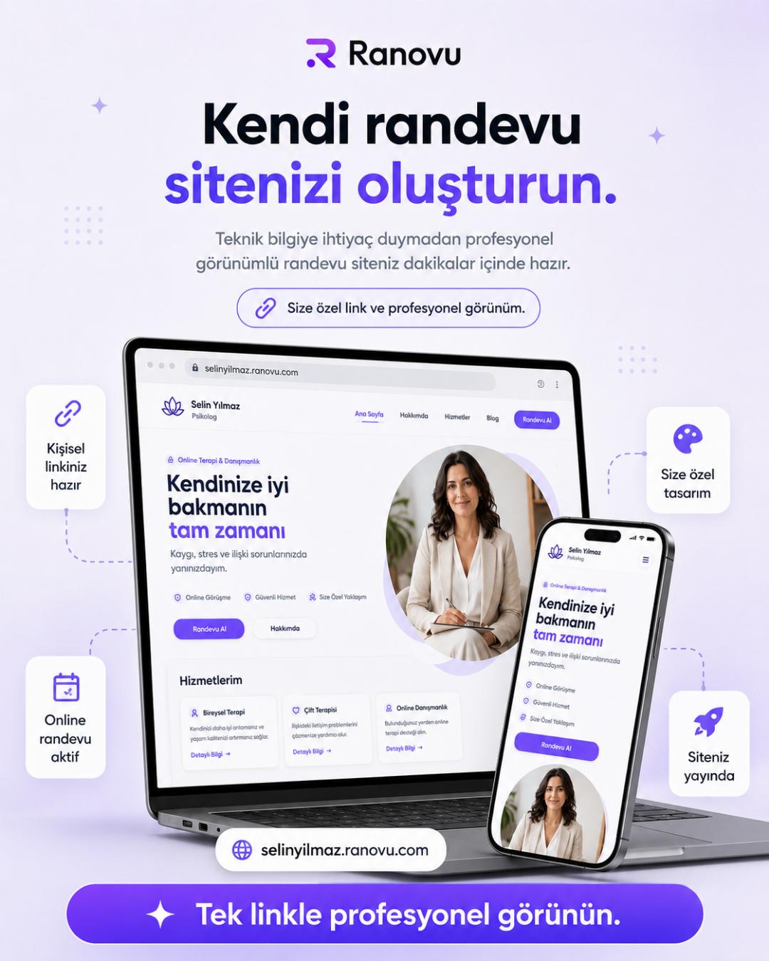 Ranovu ile kişisel randevu sitesi örneği - selin.ranovu.com